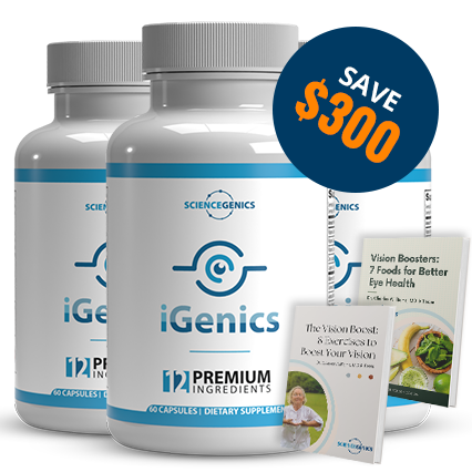 iGenics three-bottle package with advertised bonus guides